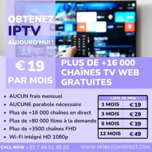 abonnement iptv 12 mois smart tv Publicité pour un abonnement IPTV disponible dès aujourd'hui à partir de 19 € par mois. L'offre inclut : Plus de 16 000 chaînes TV en direct Plus de 80 000 films à la demande Plus de 3 500 chaînes en FHD Wi-Fi intégré avec qualité HD 1080p Sans frais mensuels supplémentaires ni besoin de parabole. Liste des prix : 1 mois : 19 € 3 mois : 29 € 6 mois : 39 € 12 mois : 49 € Pour plus d'informations, contactez le +33 7 48 51 49 20 ou visitez le site mobilegamefest.com.