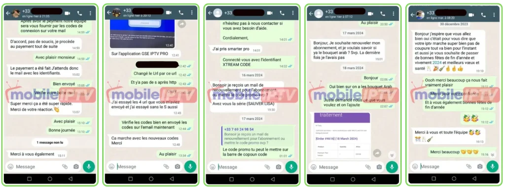 Quelques conversations avec nos clients abonnés à l'IPTV avec nous